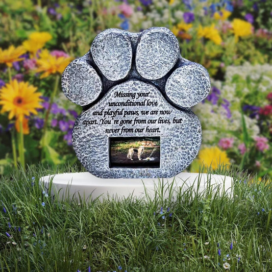 - Paw Print Pet Memorial Stone - Outdoor Garden Picture Frame