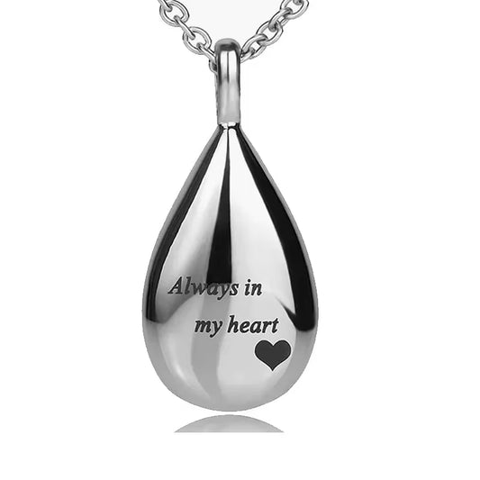 Elegant Stainless Steel Teardrop Pet Urn Pendant - Cherish Your Beloved Cat or Dog Forever with This Unique Keepsake Necklace