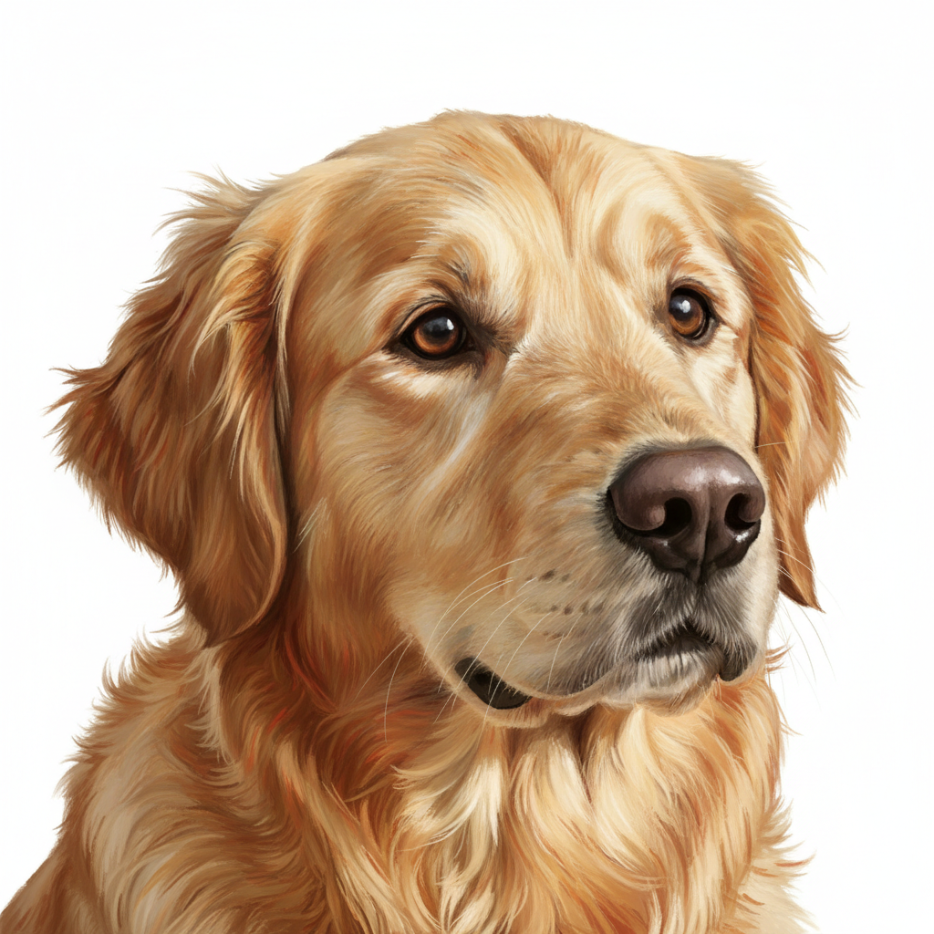 Custom pet portrait example - Golden Retriever digital art